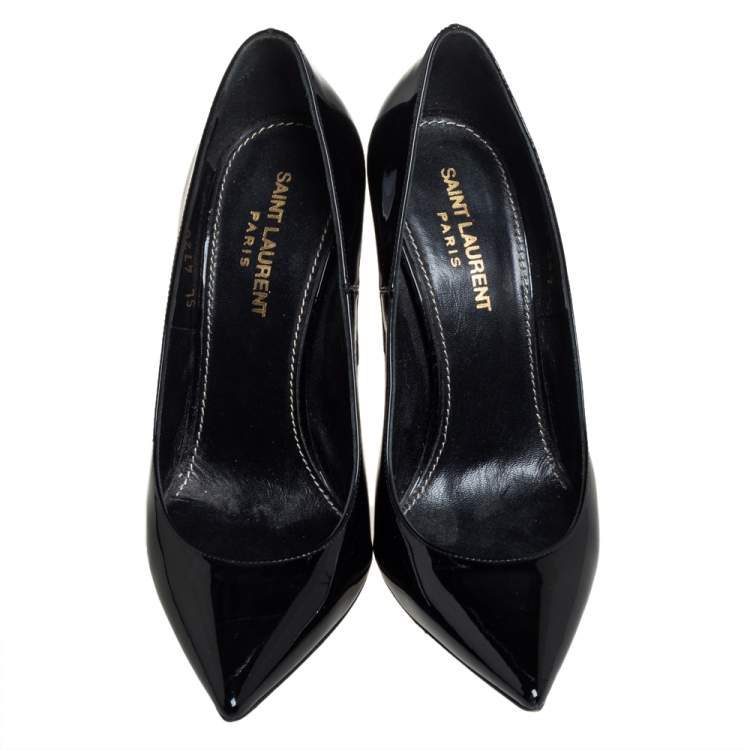 Pre Owned Saint Laurent Black Patent Leather Opyum Pumps Size 36.5