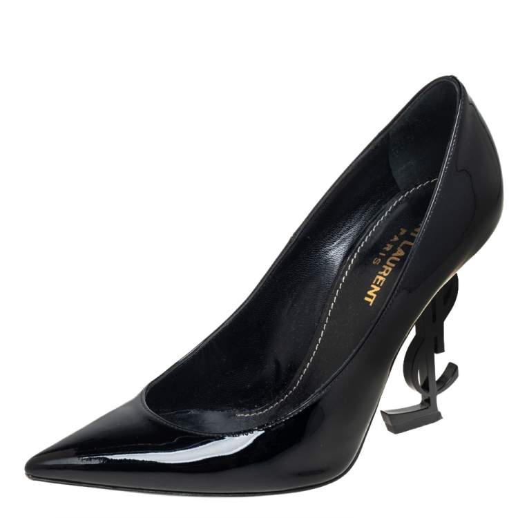 Pre Owned Saint Laurent Black Patent Leather Opyum Pumps Size 36.5