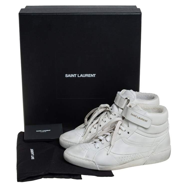 Pre Owned Saint Laurent White Leather High Top Sneakers Size 36