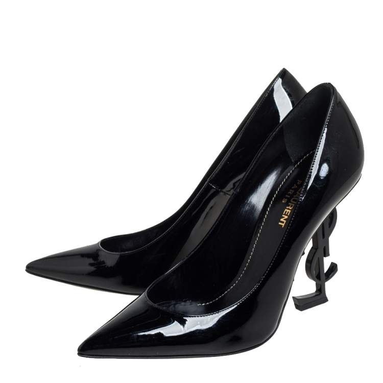 Pre Owned Saint Laurent Black Patent Leather Opium Pointed Toe Pumps Size 38