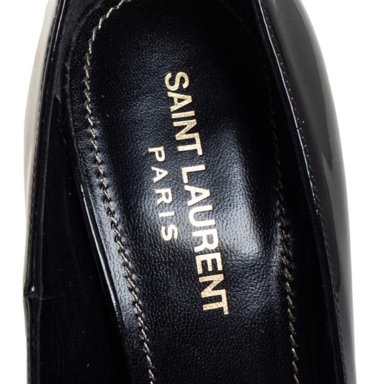 Pre Owned Saint Laurent Black Patent Leather Opium Pointed Toe Pumps Size 38