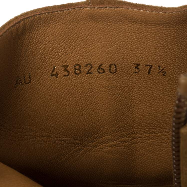 Pre Owned Saint Laurent Paris Tan Suede Fringe Ankle Boots Size 37.5