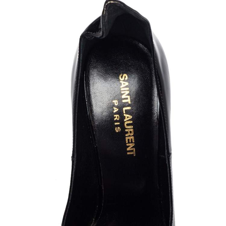 Pre Owned Saint Laurent Black Patent Leather Thorn Pointed Toe Pumps Size 37.5