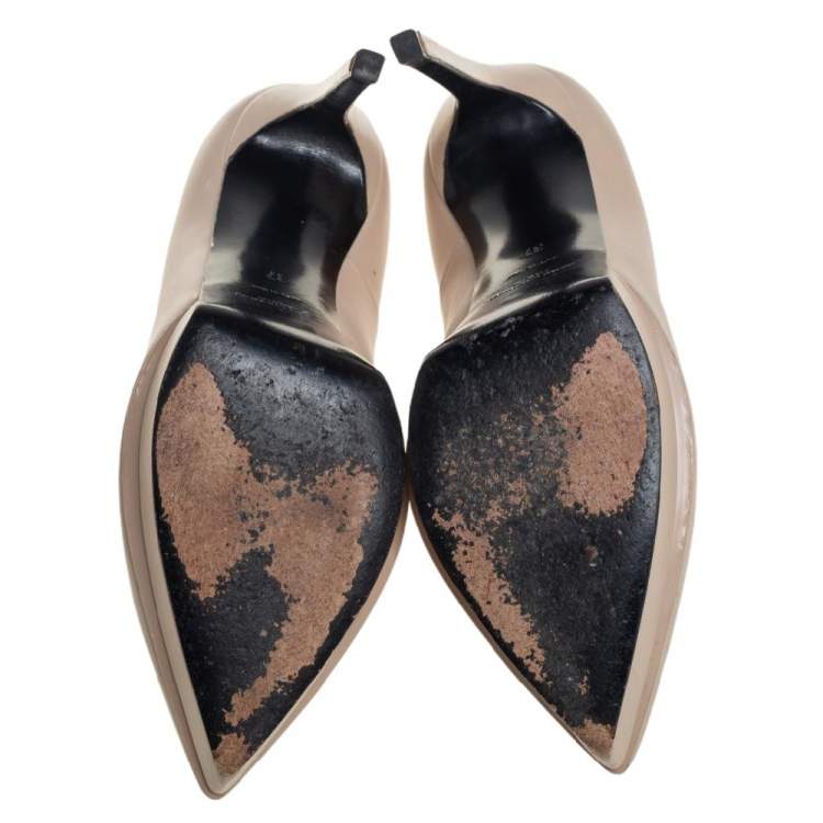 Pre Owned Saint Laurent  Cream Leather Janis Platform Pump Size 37
