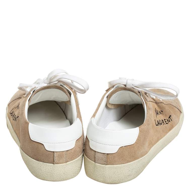 Pre Owned Saint Laurent  Beige Suede Classic Sneakers Size 39