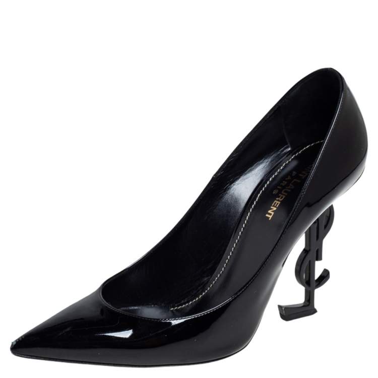 Pre Owned Saint Laurent Black Patent Leather Pointed Toe Opyum Pumps Size 40