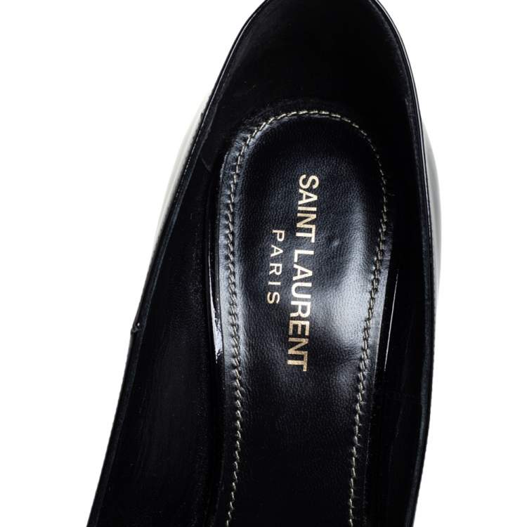 Pre Owned Saint Laurent Black Patent Leather Pointed Toe Opyum Pumps Size 40