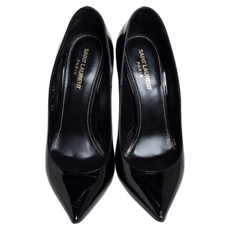 Pre Owned Saint Laurent Black Patent Leather Pointed Toe Opyum Pumps Size 40