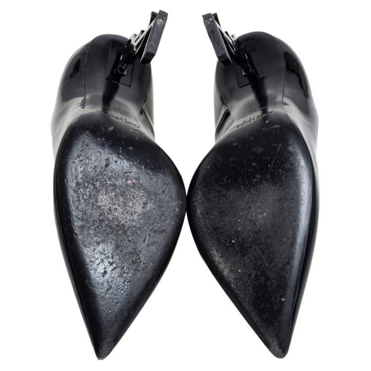 Pre Owned Saint Laurent Black Patent Leather Pointed Toe Opyum Pumps Size 40