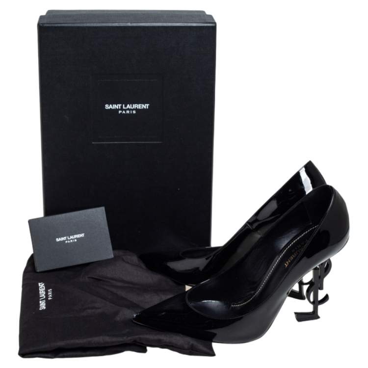 Pre Owned Saint Laurent Black Patent Leather Pointed Toe Opyum Pumps Size 40