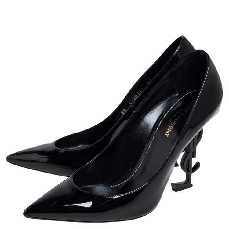Pre Owned Saint Laurent Black Patent Leather Pointed Toe Opyum Pumps Size 40
