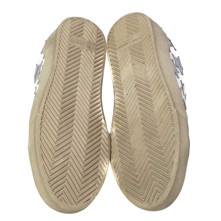مملوكة مسبقًا Saint Laurent White Leather Star Court Classic California Sneakers Size 37.5