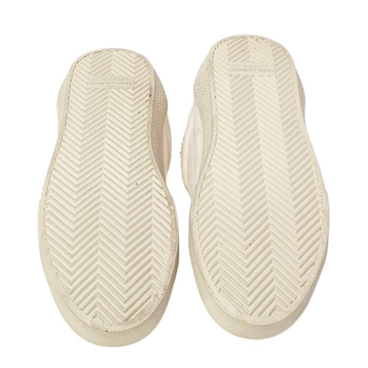 Pre Owned Saint Laurent Off White Canvas and Leather Court Classic Low Top Sneakers Size 40