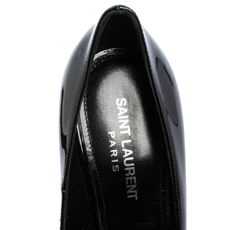 Pre Owned Saint Laurent Black Patent Leather Opyum Pointed Toe Pumps Size 36.5