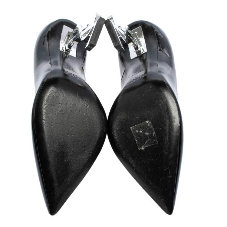 Pre Owned Saint Laurent Black Patent Leather Opyum Pointed Toe Pumps Size 36.5