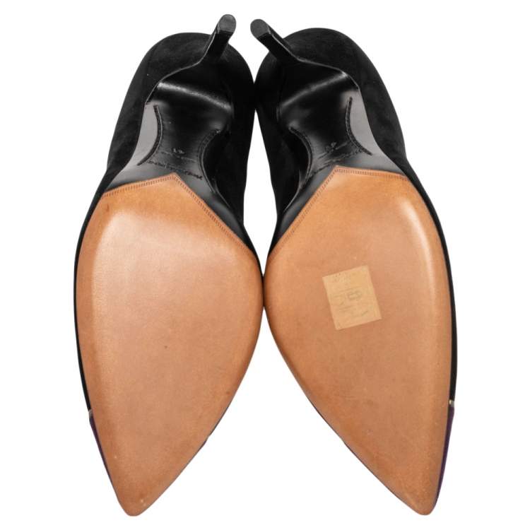 Pre Owned Saint Laurent Paris Black/Purple Suede Pointed Toe Pumps Size 41