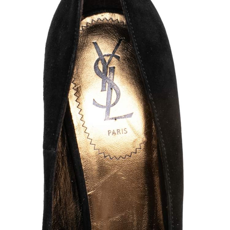 Pre Owned Saint Laurent Paris Black/Purple Suede Pointed Toe Pumps Size 41