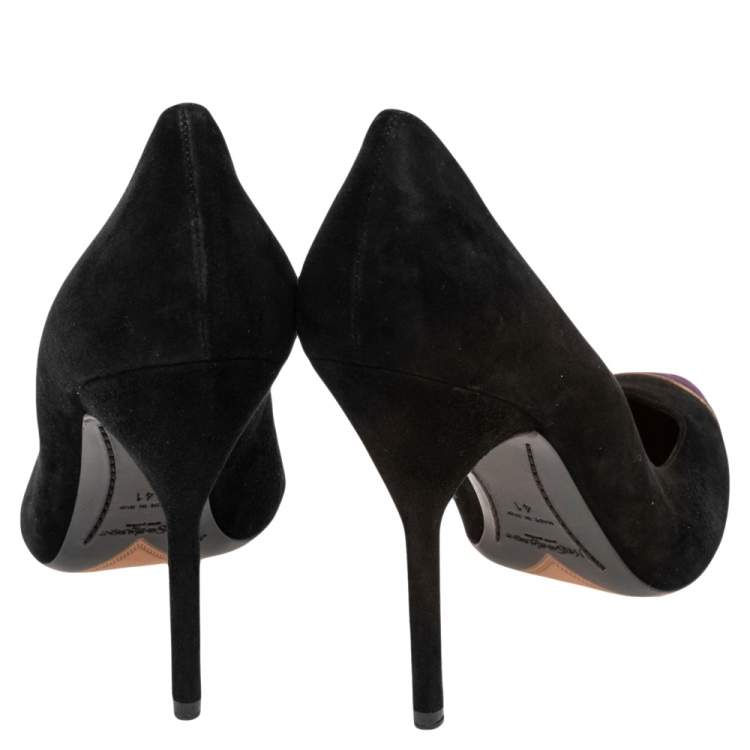 Pre Owned Saint Laurent Paris Black/Purple Suede Pointed Toe Pumps Size 41