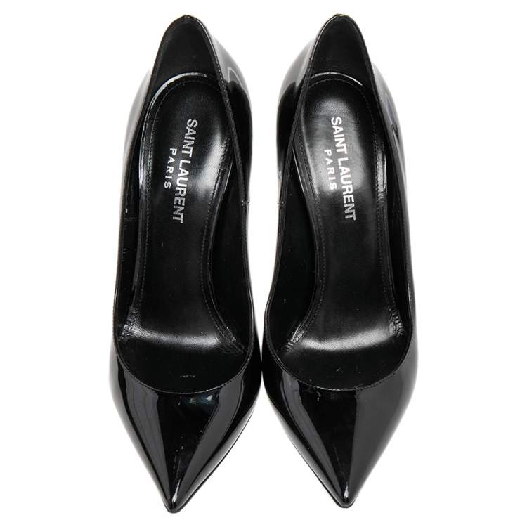Pre Owned Saint Laurent Paris Black Patent Leather Opyum Pumps Size 37