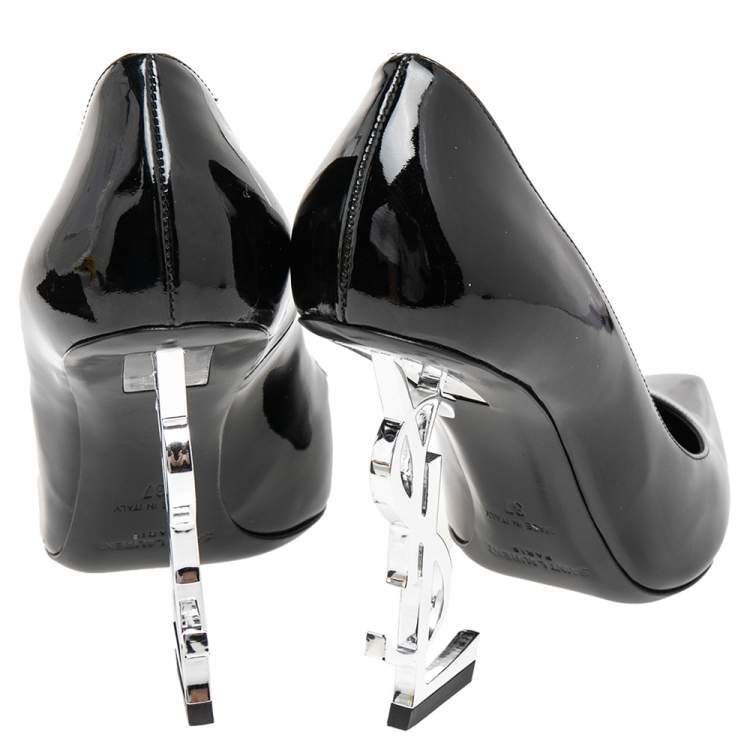 Pre Owned Saint Laurent Paris Black Patent Leather Opyum Pumps Size 37