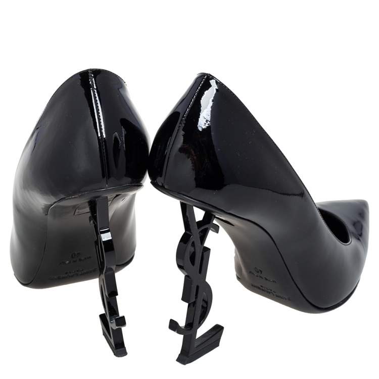 Pre Owned Saint Laurent Black Patent Leather Opyum Pumps Size 40