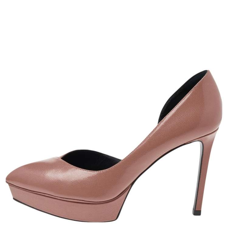 Pre Owned Saint Laurent Pink Leather Dorsay Pumps Size 36