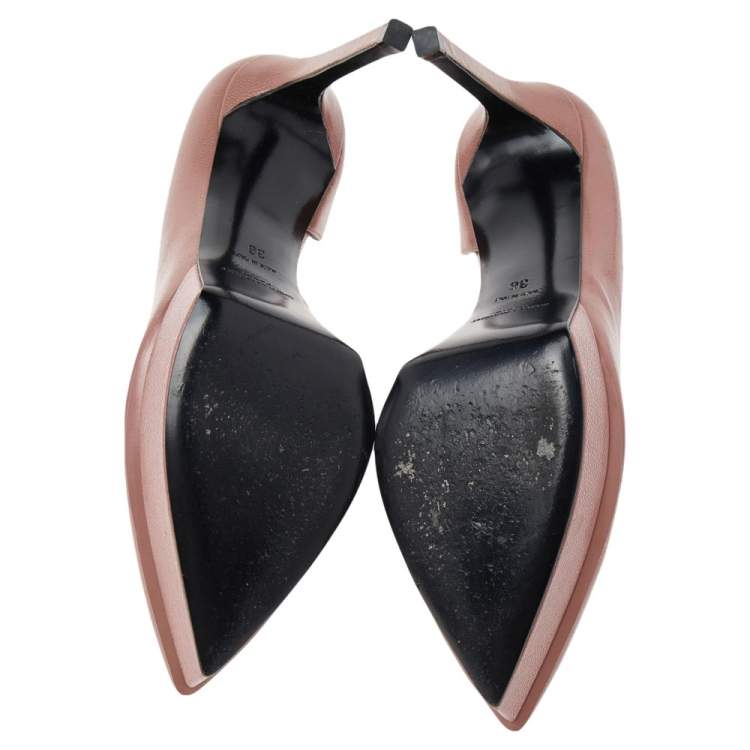Pre Owned Saint Laurent Pink Leather Dorsay Pumps Size 36