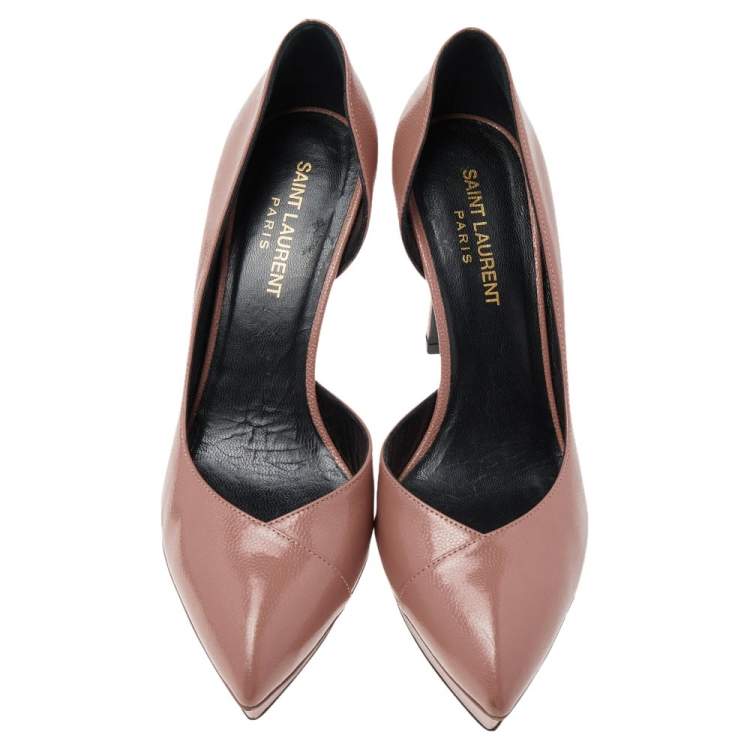 Pre Owned Saint Laurent Pink Leather Dorsay Pumps Size 36