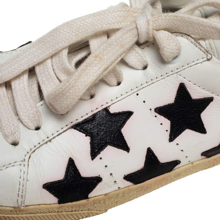Pre Owned Saint Laurent White Leather Star Court Classic California Sneakers Size 37
