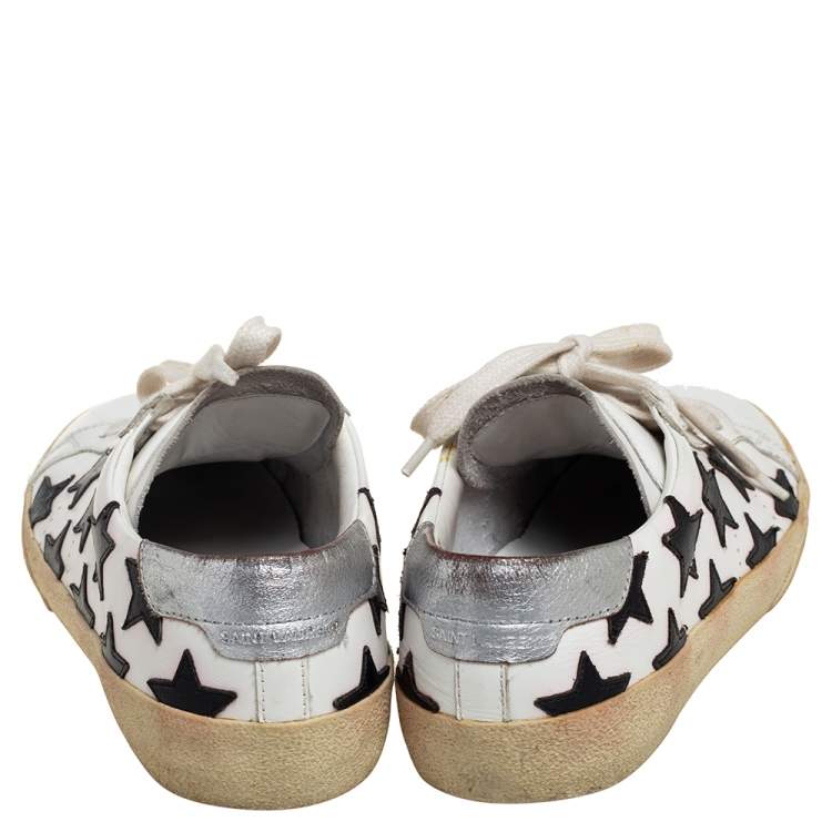 Pre Owned Saint Laurent White Leather Star Court Classic California Sneakers Size 37