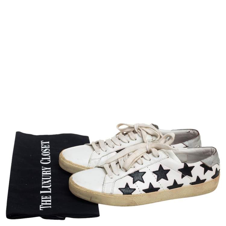 Pre Owned Saint Laurent White Leather Star Court Classic California Sneakers Size 37