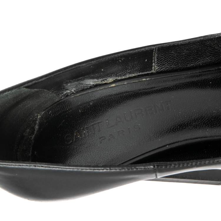 Pre Owned Saint Laurent Black Leather Janis Pointed Toe Platform Pumps Size 36.5