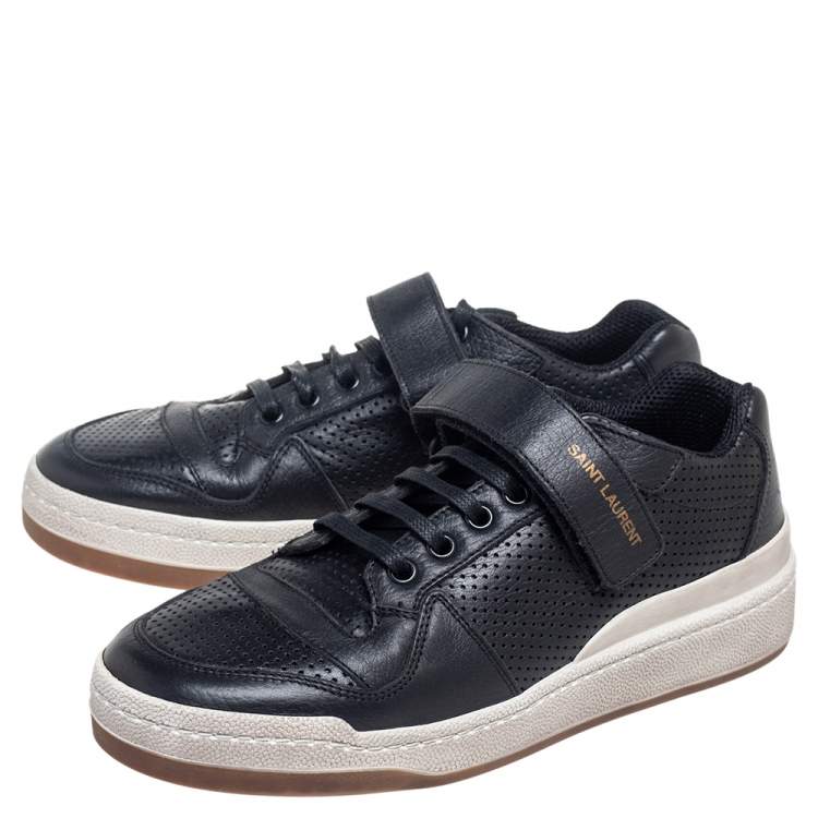 Pre Owned Saint Laurent Black Leather SL24 Sneakers Size 38