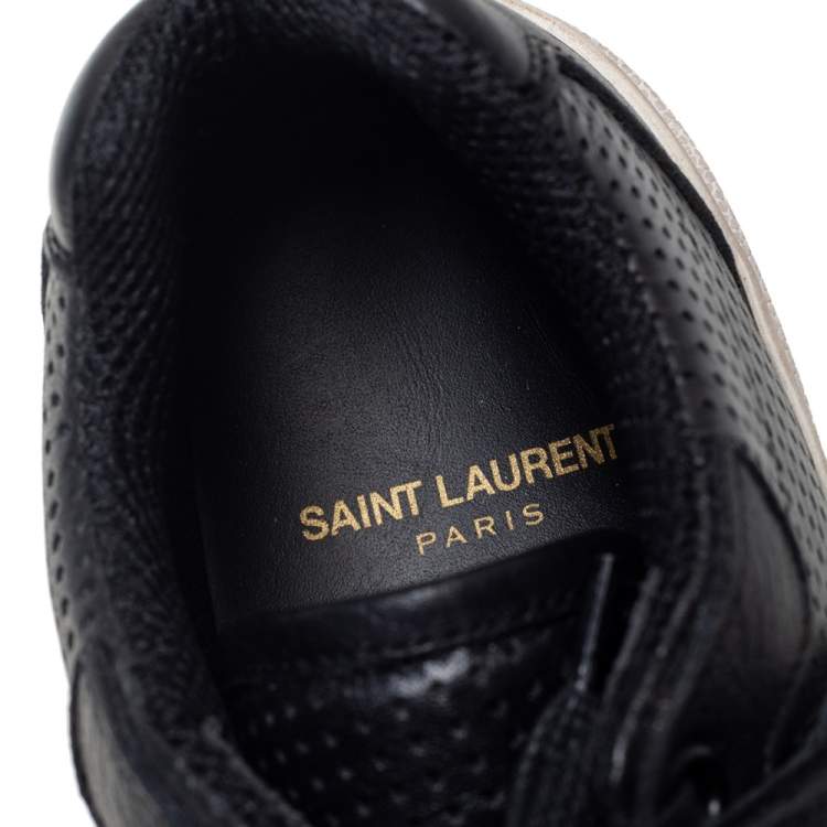 Pre Owned Saint Laurent Black Leather SL24 Sneakers Size 38