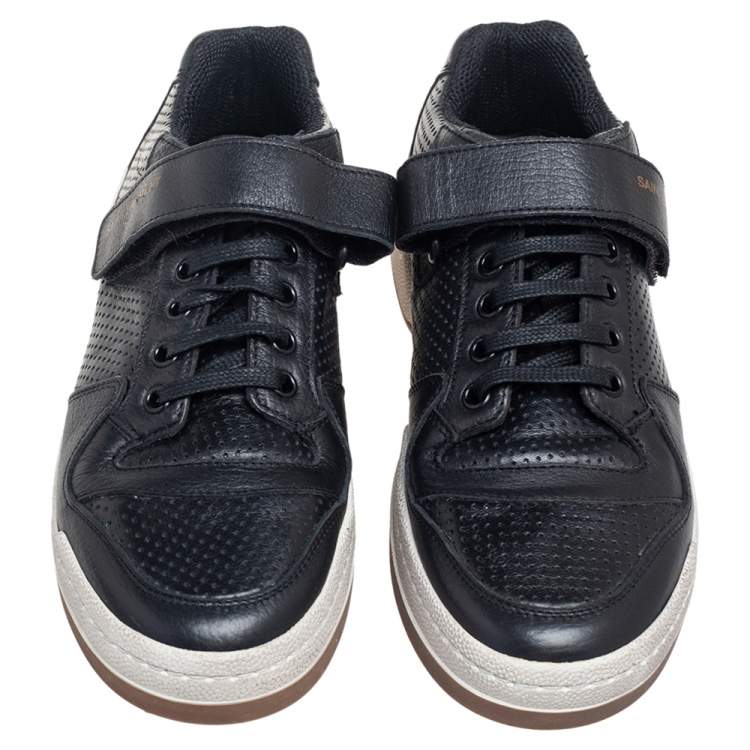 Pre Owned Saint Laurent Black Leather SL24 Sneakers Size 38