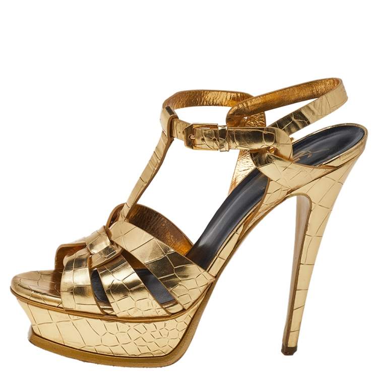 2023 Designer Luxury High Heels Women Sandals Metallic Laminate