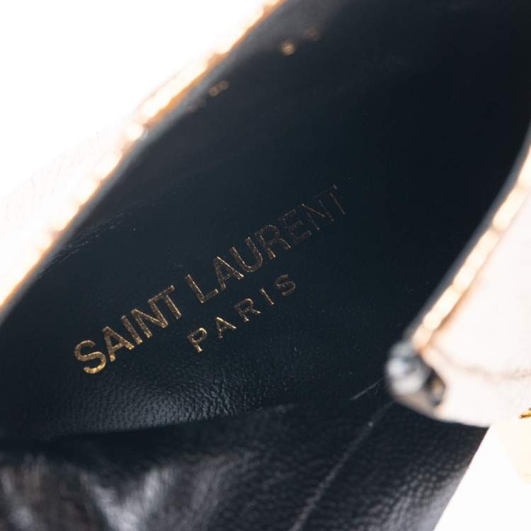 Pre Owned Saint Laurent Gold Leather Ankle Boots Size 37
