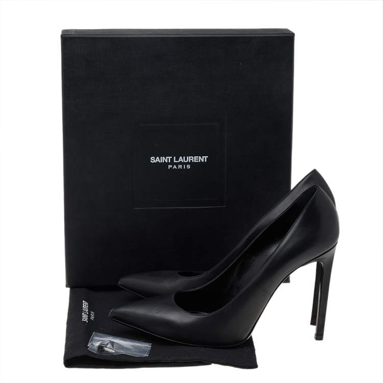 Pre Owned Saint Laurent Black Leather Anja Pointed Toe Pumps Size 40