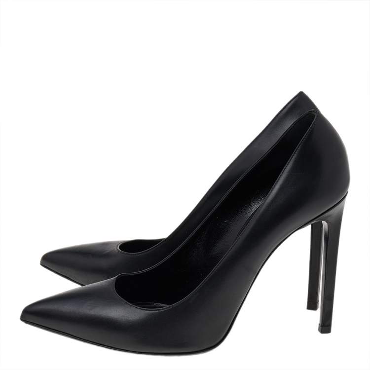 Pre Owned Saint Laurent Black Leather Anja Pointed Toe Pumps Size 40