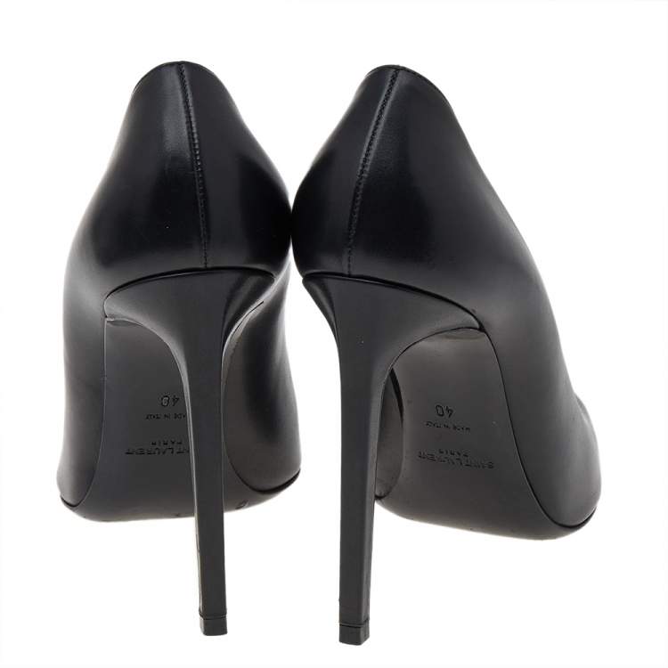 Pre Owned Saint Laurent Black Leather Anja Pointed Toe Pumps Size 40