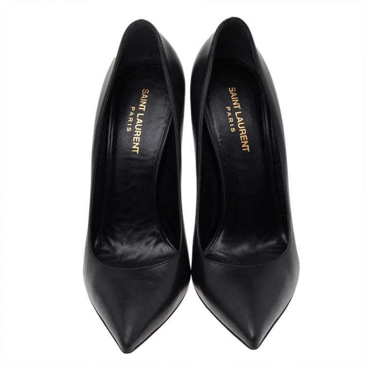 Pre Owned Saint Laurent Black Leather Anja Pointed Toe Pumps Size 40