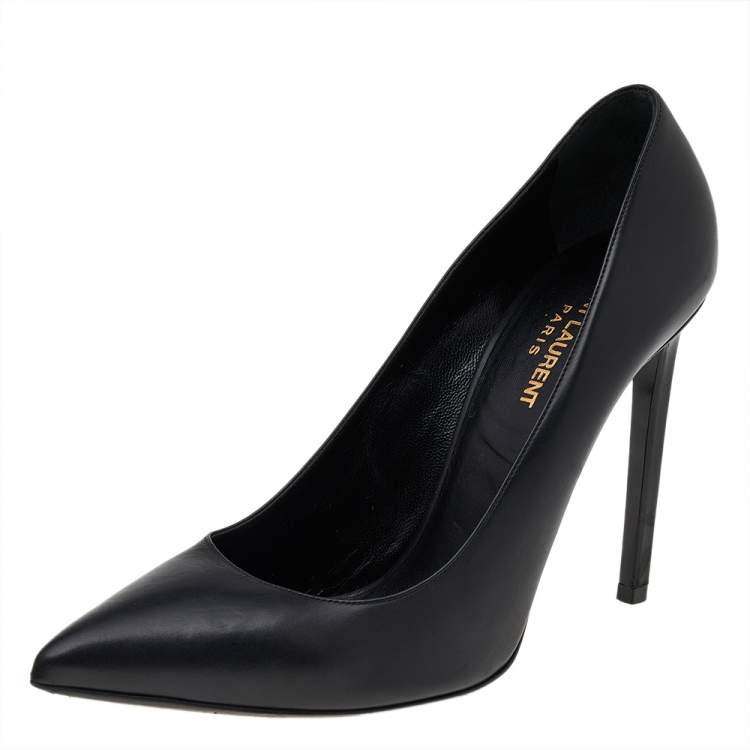 Pre Owned Saint Laurent Black Leather Anja Pointed Toe Pumps Size 40