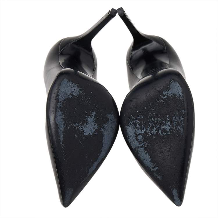 Pre Owned Saint Laurent Black Leather Anja Pointed Toe Pumps Size 40