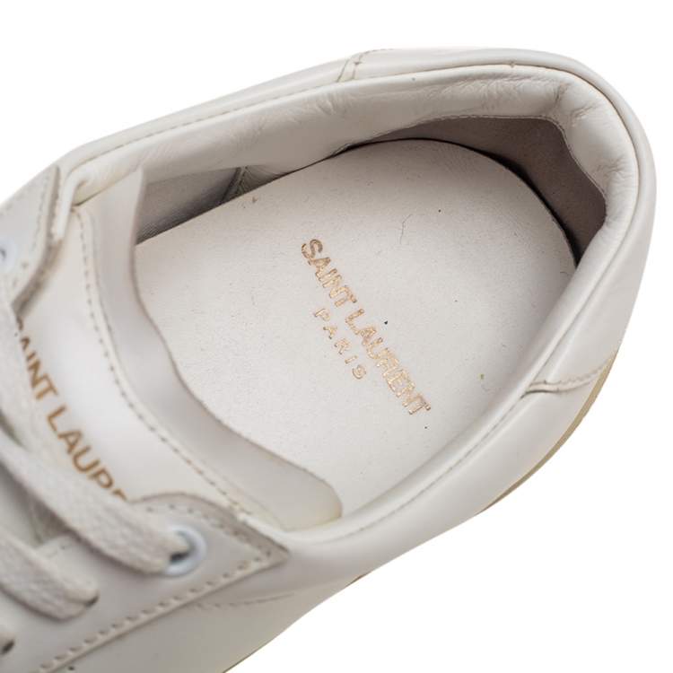 Pre Owned Saint Laurent White Leather Andy Low Top Sneakers Size 39