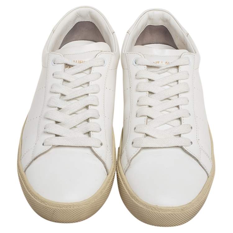 Pre Owned Saint Laurent White Leather Andy Low Top Sneakers Size 39