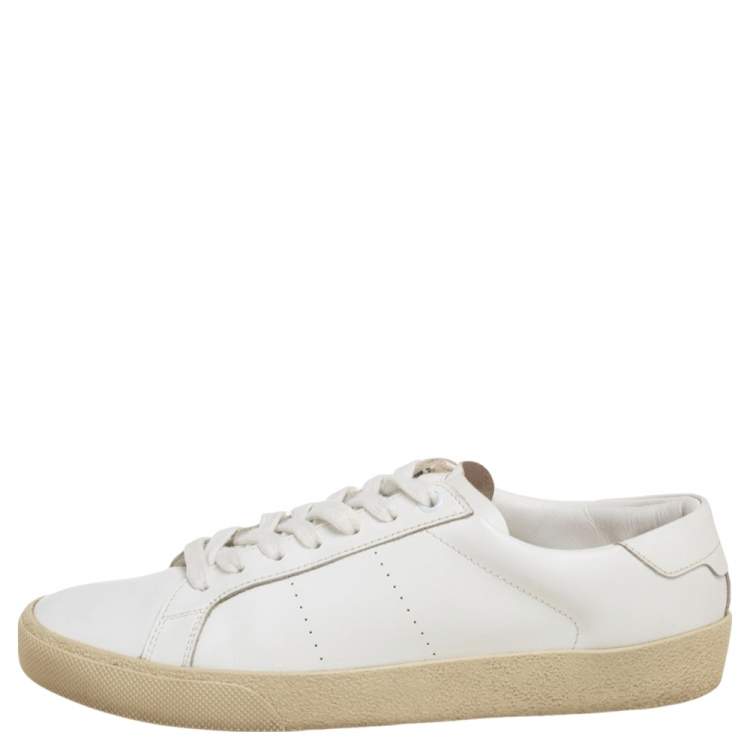 Pre Owned Saint Laurent White Leather Andy Low Top Sneakers Size 39