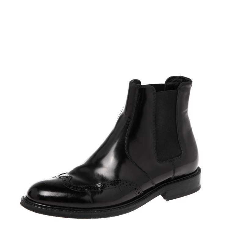 Pre Owned Saint Laurent Black Leather Army Chelsea Ankle Boots Size 38