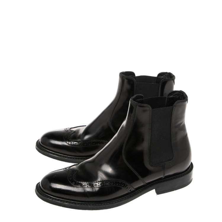 Pre Owned Saint Laurent Black Leather Army Chelsea Ankle Boots Size 38