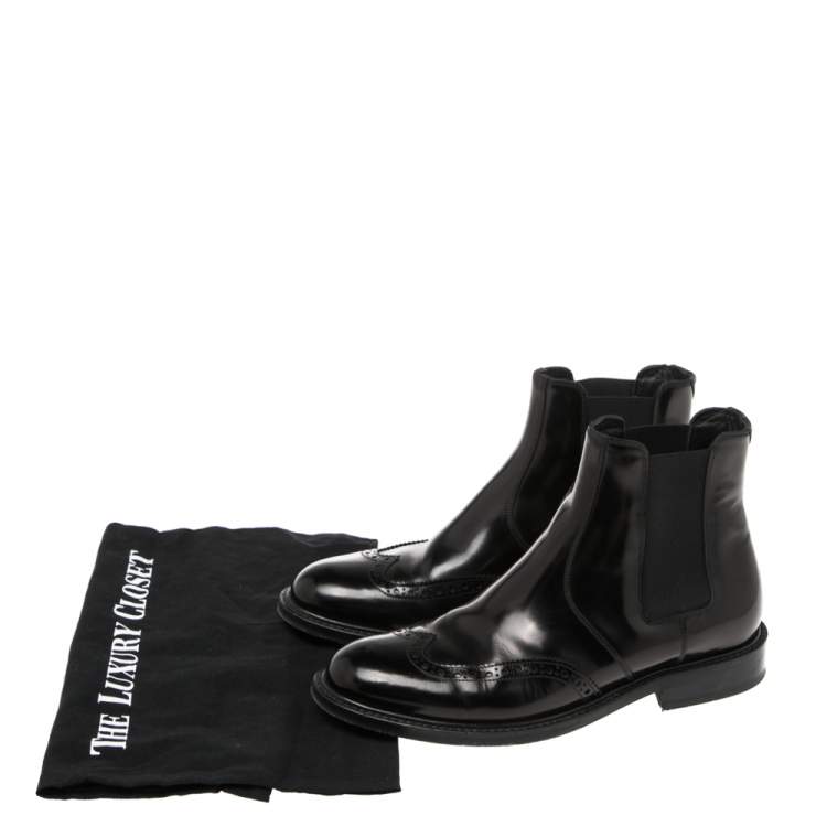 Pre Owned Saint Laurent Black Leather Army Chelsea Ankle Boots Size 38
