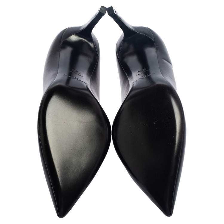 Pre Owned Saint Laurent Black Leather Anja Pointed Toe Pumps Size 37.5
